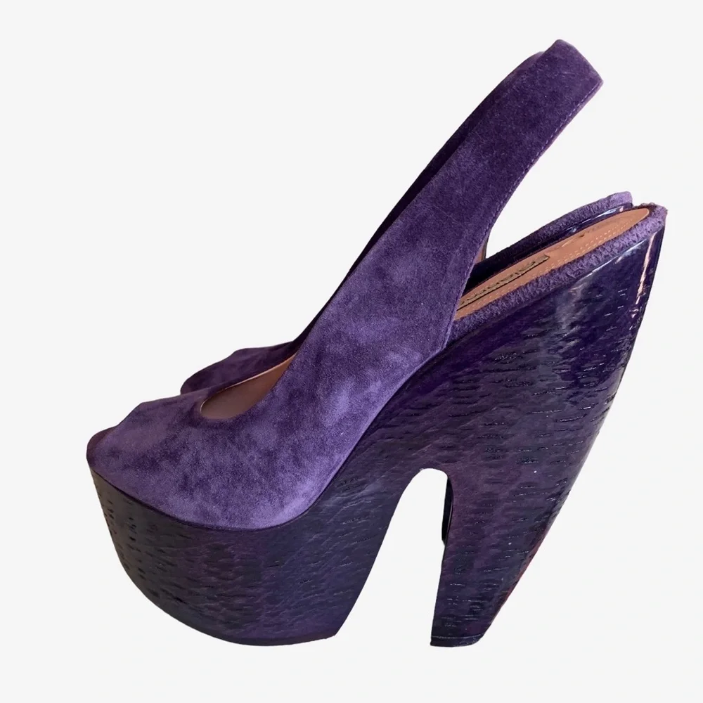 GIANMARCO LORENZI PURPLE SUEDE PLATFORM WEDGE
